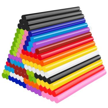 Imagem de ENPOINT Pacote com 120 bastões de cola quente coloridos, mini bastões de cola quente a granel, 10 x 0,7 cm, 12 cores para cartões de Natal, carimbo de lacre de cera, decoração, artes e artesanato