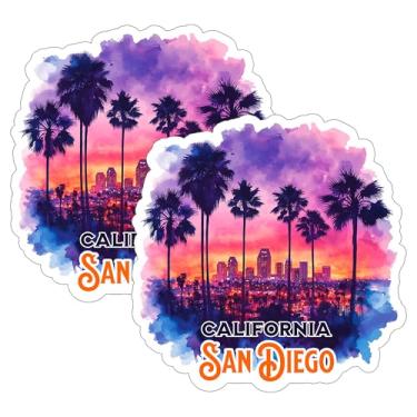 Imagem de Adesivo California San Diego de 10 cm, pacote com 2 - Decalque de vinil impermeável para laptop, garrafa de água, copo de carro - Adesivos duráveis e estéticos de longa duração para adultos ID45039