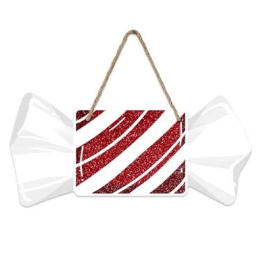 Imagem de Bolisom Placa de Natal quadrada vermelha e doce de hortelã-pimenta, para porta da frente, envoltório branco com purpurina, cabide de madeira, para uso externo, varanda, decoração de casa, guirlanda de