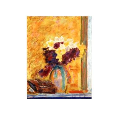 Imagem de Flores Pintura em tela Famosa Pintura Reprodução-Quadros para sala de estar-Flores com jarro verde-Pôster e impressões 60x80cm Sem Moldura