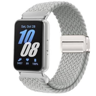 Imagem de Issinlky Pulseira trançada de nylon compatível com Galaxy Fit 3, pulseira de fivela magnética elástica para Galaxy Fit 3 SM-R390