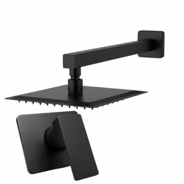 Imagem de Ducha Chuveiro Gás 20x20 Slim Braço 39cm com Acabamento de Registro Docol Preto Fosco