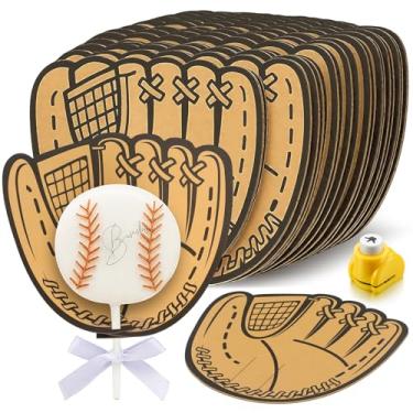 Imagem de Humyoun 50 peças de luva de beisebol, bolo, cartões pop pop de softball, embalagem com máquina de gravação de coroa, 13,5 x 12,4 cm, tema esportivo, decoração de cupcake para festa de beisebol
