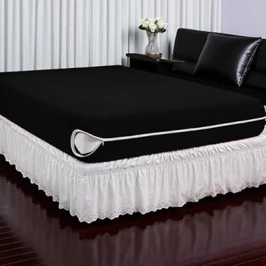 Imagem de Capa Protetora Colchão Casal Queen Malha Gel Zíper Lavável e Resistente (3-PRETO)