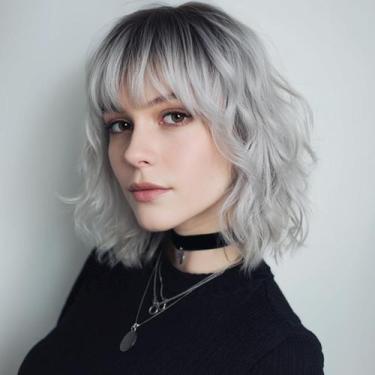 Imagem de Peruca SessionTech Short Silver Wavy Bob 35 cm de cabelo sintético