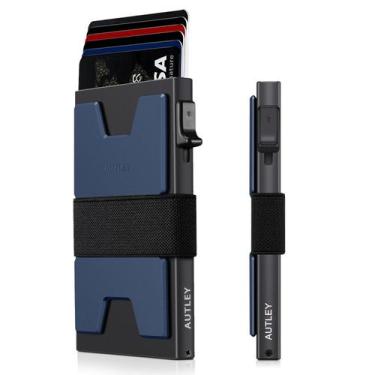 Imagem de Carteira fina AUTLEY com bloqueio RFID para homens azul+preta