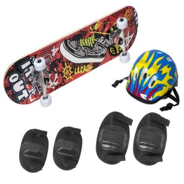 Imagem de Kit Skate Infantil Montado Skateboard Iniciante Completo Capacete Cria