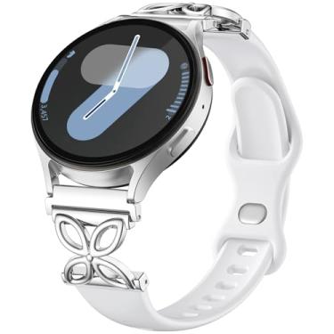 Imagem de IMIVIO Pulseiras de silicone finas compatíveis com Samsung Galaxy Watch 7 Band 6 5 4 Active 2 FE de 40 mm e 44 mm/Watch 6 4 Classic/5 Pro/3, fina de 20 mm e 22 mm para relógio Samsung Watch feminina