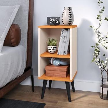 Imagem de Mesa De Cabeceira Estreita Para Cama De Solteiro Mesinha de Cabeceira Pequena (Off e Cinamomo)