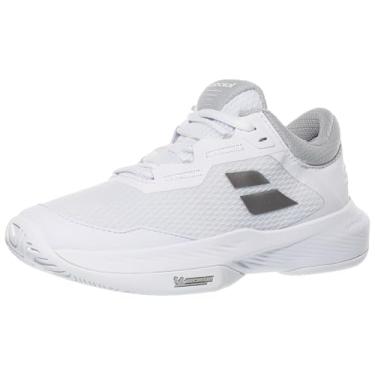Imagem de Babolat Tênis feminino Sfx 4 Ac WBabolat, SFX 4 AC W Tamanho 9 Lunar Rock Alto Conforto Ajuste Amplo Suporte Ideal Tecnologia Extra Cush Sola Ortholite leve e ventilada de cano grosso, Branco/prata