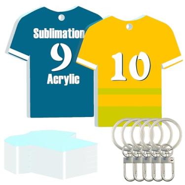 Imagem de Chaveiros de sublimação em branco, chaveiros de sublimação acrílica a granel em branco, chaveiros de sublimação em forma de camiseta para artesanato de chaveiro DIY (10)