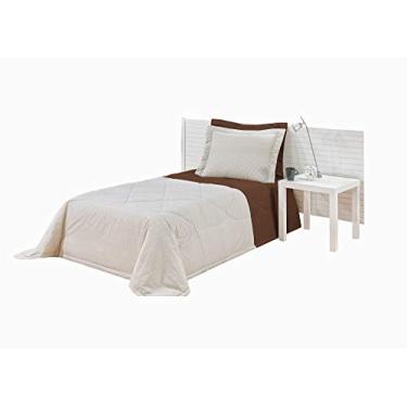 Imagem de Kit Texas 03 Peças Mellindre Tabaco Solteiro Tecido, Superior. Liso Percal 150 Fios 100% Algodão, Estampado Tricoline 67% Poliéster 33% Algodão. Inferior. 100% Poliéster