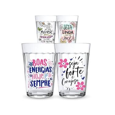 Imagem de Kit 2 Copos Americano Estampado Frases Amor Próprio Femino Mulher Lembrancinha Temática Autoestima (Seja Forte)