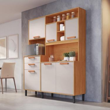 Imagem de Armário de Cozinha 6 Portas 2 Gavetas Napoles Cinamomo Off White