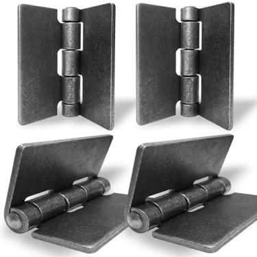 Imagem de Dobradiças soldáveis para serviço pesado - 11 cm x 11 cm Dobradiças de portão soldáveis - Aço de 0,9 cm de espessura - Pacote com 4 - para portões pesados, portas, portas de celeiro - Carga máxima de