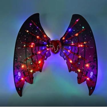 Imagem de Asas de LED com Música Fantasia Halloween Infantil - Borboleta, Anjo, Fada - Vermelha