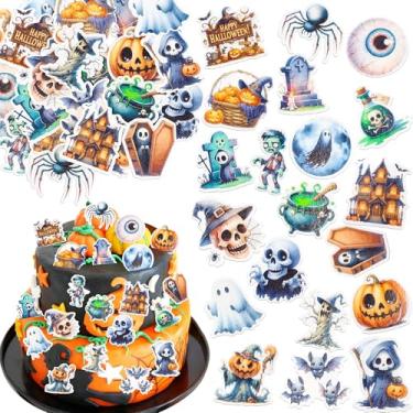 Imagem de Ephlyn 54Pcs Edible Halloween Cupcake Toppers Wafer Paper Pumpkin Skull Ghost Cake Decoration Trick or Treat Cupcake Picks for Halloween Eve Theme Party Birthday Decor Supplies Multicolor