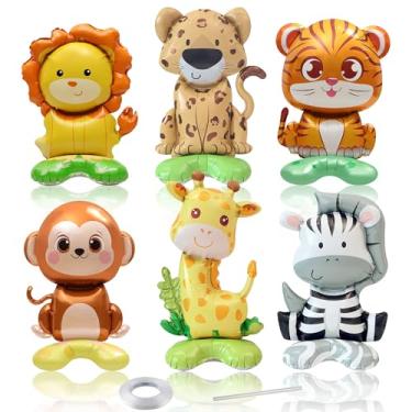 Imagem de 6Pcs Jungle Safari Animals Balloons,Jungle Safari Birthday Party Decorations, Giant Safari Animal Balloons for Boy Kids Safari Jungle Baby Shower Wild One Birthday Zoo Party Decorations