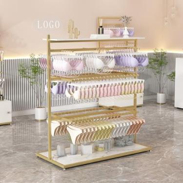 Imagem de CUTPOIY Loja de roupas íntimas expositoras de metal, suporte de sutiã de exibição de shorts para calcinha, suporte de sutiã, suporte de roupas de loja de varejo (ouro 120 x 40 x 135 cm)