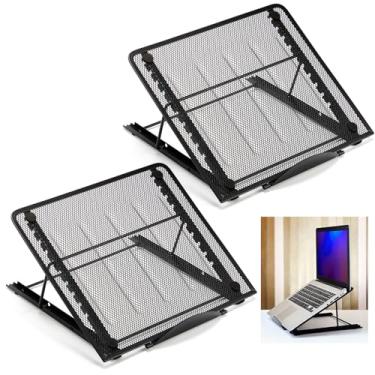 Imagem de Dunzoom Suporte de tela para laptop de 2 peças com suporte de computador ventilado grande ajustável de 10 níveis para mesa de laptop, bandeja ergonômica universal leve e ajustável para notebook de até