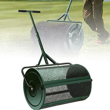 Imagem de TBFAZDEL Espalhador de composto de gramado e jardim de 61 cm, espalhador de adubo | Durável e leve | Espalhador de rolo de musgo de turfa, verde separado 32 x 60 cm