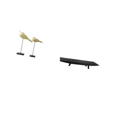 Imagem de Fenteer Conjunto de Estatuetas de Pássaros de Madeira Modernas E Bandejas Decorativas Rústicas para Decoração de Mesa de Casa, Quarto, Entrada, Mesa de Centro