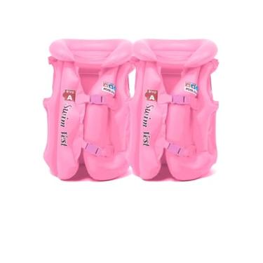 Imagem de Kit 2 Boia Aquatica Inflavel Colete Infantil Piscina Verão (ROSA)