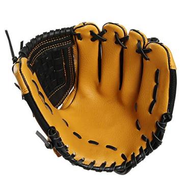 Imagem de Luva de beisebol luvas de rebatidas desportivas luva de treino de beisebol para crianças luva de beisebol de couro PU costura dupla para crianças adolescentes adultos (cor: Amarelo, tamanho: Left ha