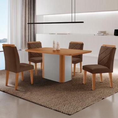 Imagem de Mesa de Jantar Isadora Tampo 120cm MDF Canto Copo e 4 Cadeiras Melissa