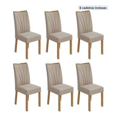 Imagem de Kit com 6 Cadeiras para Sala de Jantar Estofadas Apogeu - Móveis Lopas