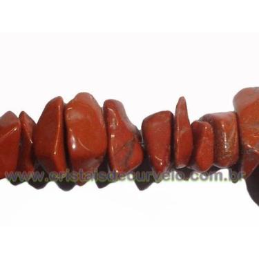 Imagem de Fio de Pedra Rolada Jaspe Vermelho Furado - 50 cm para Fazer Pulseira 