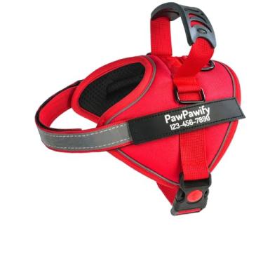 Imagem de Peitoral essencial personalizado para cães, colete personalizado para animais de estimação com nome e número de telefone, sem asfixia, refletivo, ajustável e acolchoado, fácil de caminhar e treinar