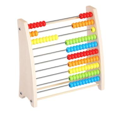 Imagem de harayaa Jogo de matemática de ábaco de madeira com 10 fileiras para crianças, brinquedo de aritmética elementar, suporte para contas, brinquedo de contagem