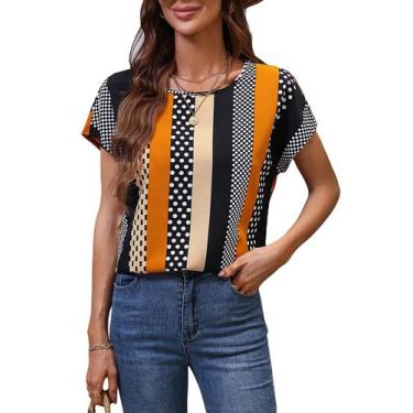 Imagem de Blusa feminina casual com estampa gráfica floral e manga curta - Floer