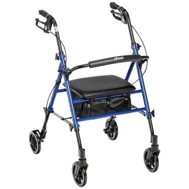 Imagem de Andador para Idoso Dobrável até 136kg com Alças Ajustáveis e Assento, Drive Medical RTL10261BL, Azul