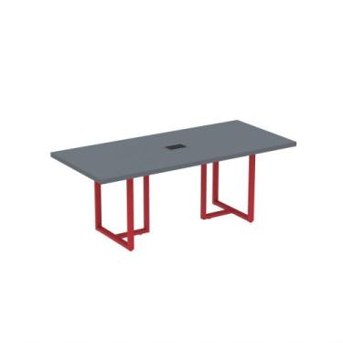 Imagem de Mesa De Reunião Retangular Com Power Box Tubular PE40 Pandin 2,00 M Gr