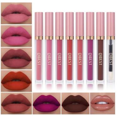 Imagem de Conjunto de batons QiBest 7 Matte + 1 Lip Plumper Waterproof