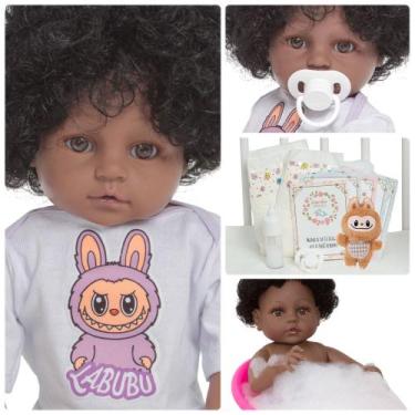 Imagem de Boneca Reborn Bebê Recém Nascida Negra Com Itens Labubu - Cegonha Rebo