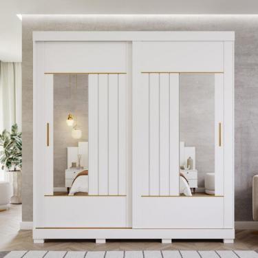 Imagem de Guarda Roupa Casal com Espelho e Pes 2 Portas de Correr 100 MDF Ayla Panan