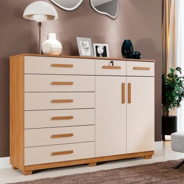 Imagem de Cômoda Triunfo 8 Gavetas E 2 Portas Cinamomo/off
