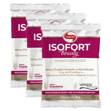 Imagem de Kit 3X: Isofort Beauty Whey Protein Cranberry Vitafor 25g