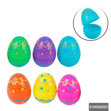 Imagem de Enfeite de Páscoa Ovos 6 Peças 6cm Surpresa Color - Tudo em Caixa