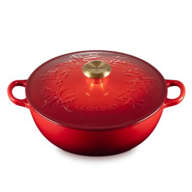 Imagem de Panela Marmita Holly Tradicional 26 cm com Pegador Dourado Vermelho Le Creuset