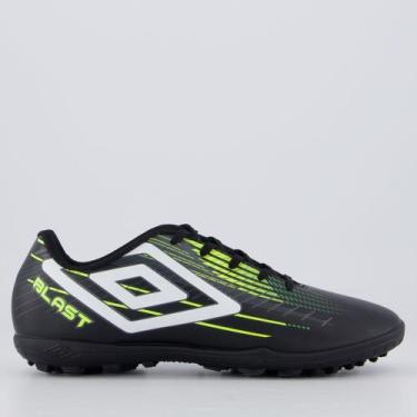 Imagem de Chuteira Umbro Blast Society Preta e Amarela, 39
