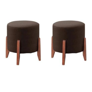 Imagem de Puff Redondo Thor Banqueta Pés Madeira Catânia Luxo Cores - Straso Dec