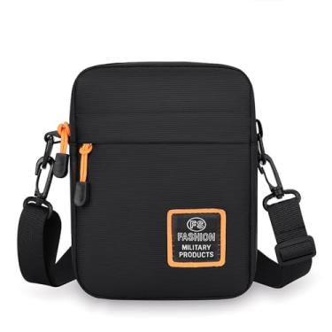 Imagem de Bolsa tiracolo masculina mini bolsa de ombro versátil alças ajustáveis na moda para viagens ao ar livre, Preto, Bolsa tiracolo moderna