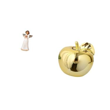 Imagem de Fenteer Estatueta de Resina de Querubim Segurando Pombo, Fruta, Escultura de Cerâmica, Ornamento Decorativo, Coleção de Artesanato para Sala de Estar, Mesa, V