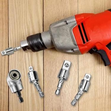 Imagem de Extensões de broca elétrica, ferramentas manuais elétricas, conjunto de extensão de adaptador de soquetes de motorista, extensão de chave de fenda de ângulo reto, acessório de broca