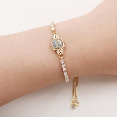 Imagem de Pulseira de tênis elegante, joia de casamento clássica com zircônia cúbica brilhante, acessório elegante para noivas e ocasiões especiais, perfeito para eventos de verão SJ4344, Medium, Latão, Sem