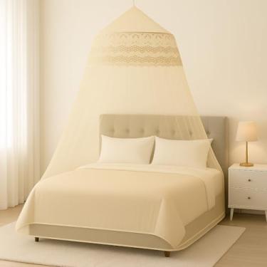 Imagem de Mosquiteiro de Teto Casal/Box com Elástico | Renda Filo Luxuosa, Alta Proteção Contra Insetos e Design Elegante – Promoção Relâmpago(Bege)